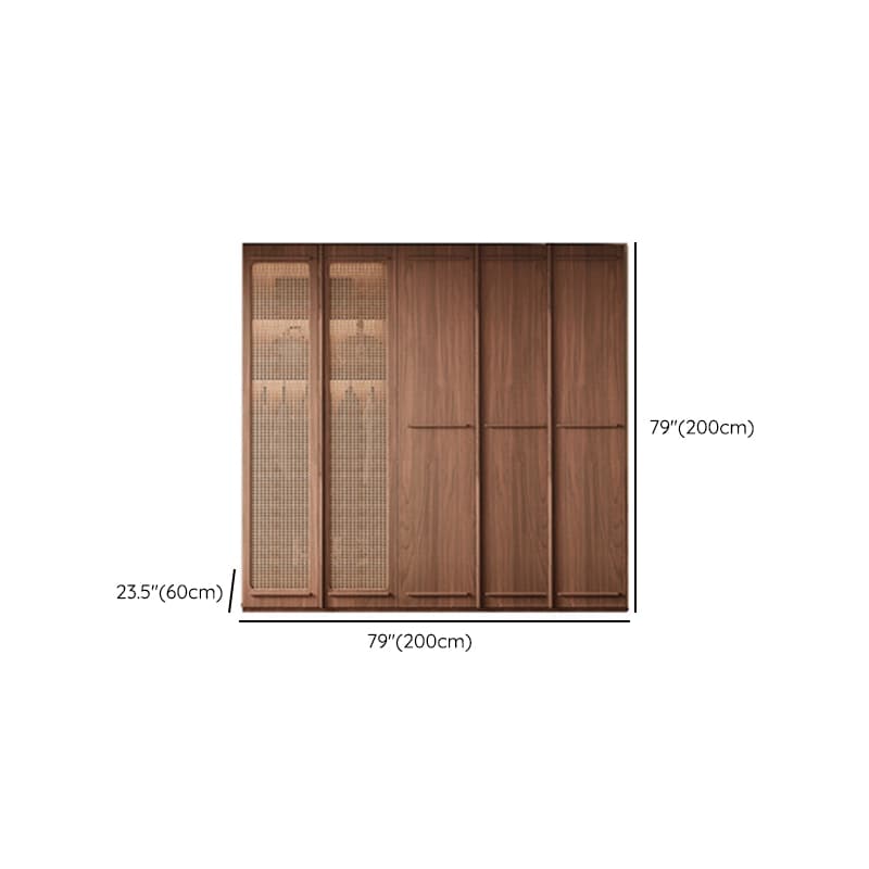 Simplistic Wood Color Timber Wardrobe Closet with Soft Close Door, Interior Shelves, and Hanging Rod - image 10