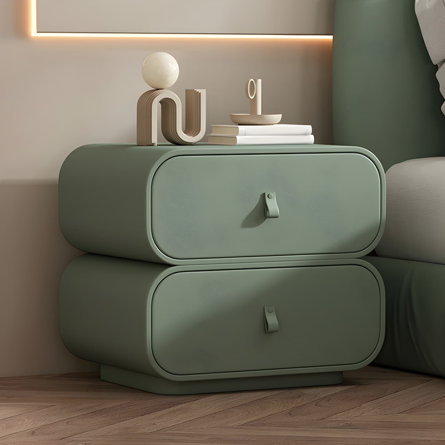 Contemporary Style Solid Wood 2-Drawer Night Table for Bedroom - image 3