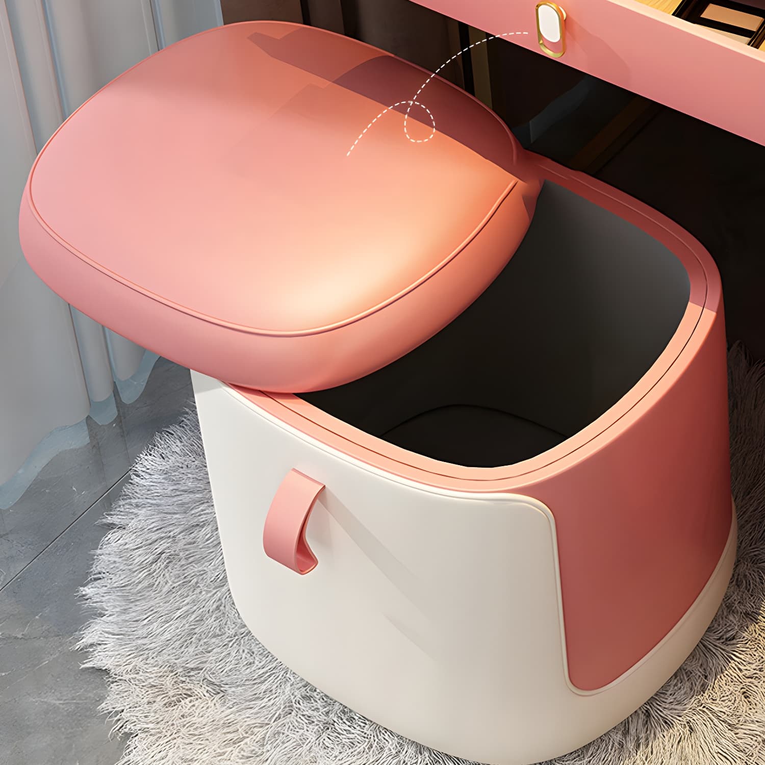 Stone Top Vanity with Storage Drawers Makeup Vanity Desk with Stool and Mirror - image 12