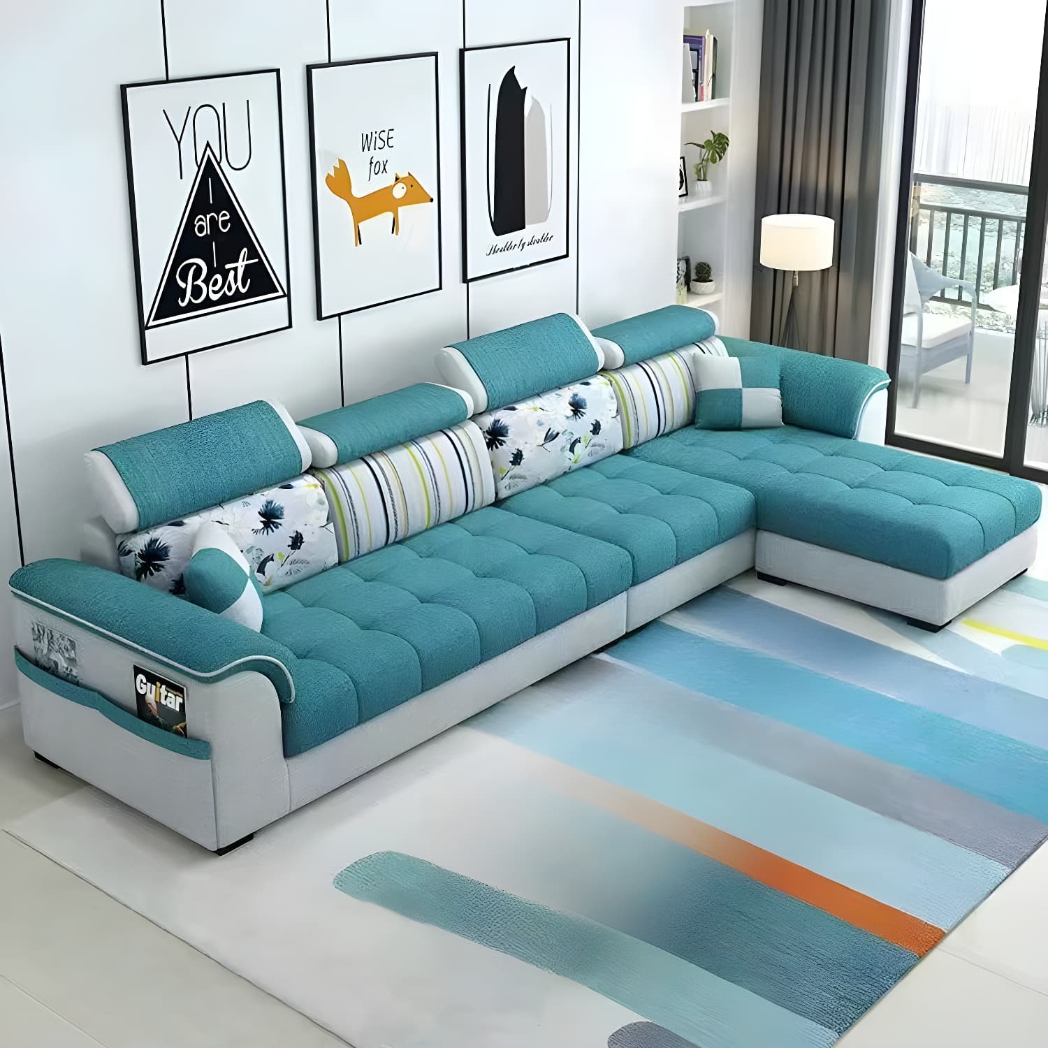 Contemporary L-Shaped Sectional Sofa with Adjustable Pillows and Storage