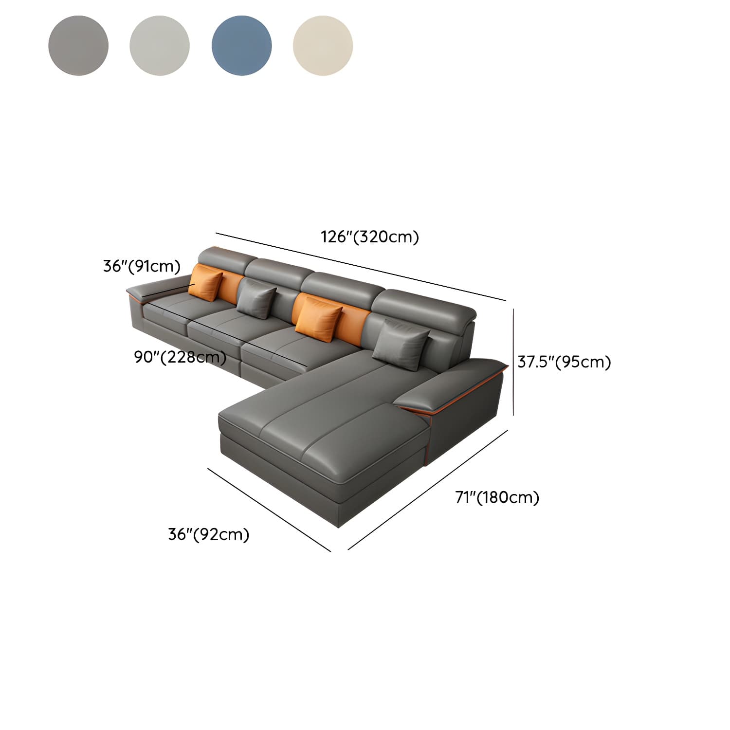 Modern Wood L-Shaped Sectional Sofa with Pillow Top Arm and Cushion Back - image 19