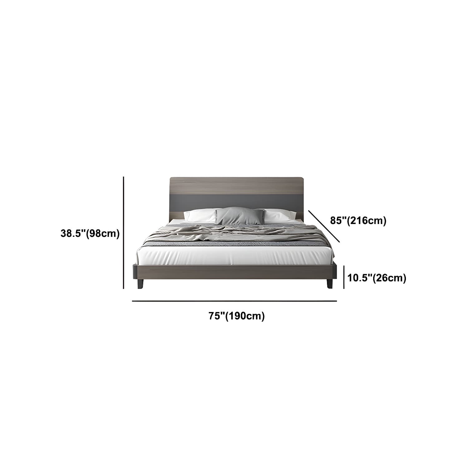 Modern Style Wood Bed with Headboard Low Profile Standard Bed - image 19