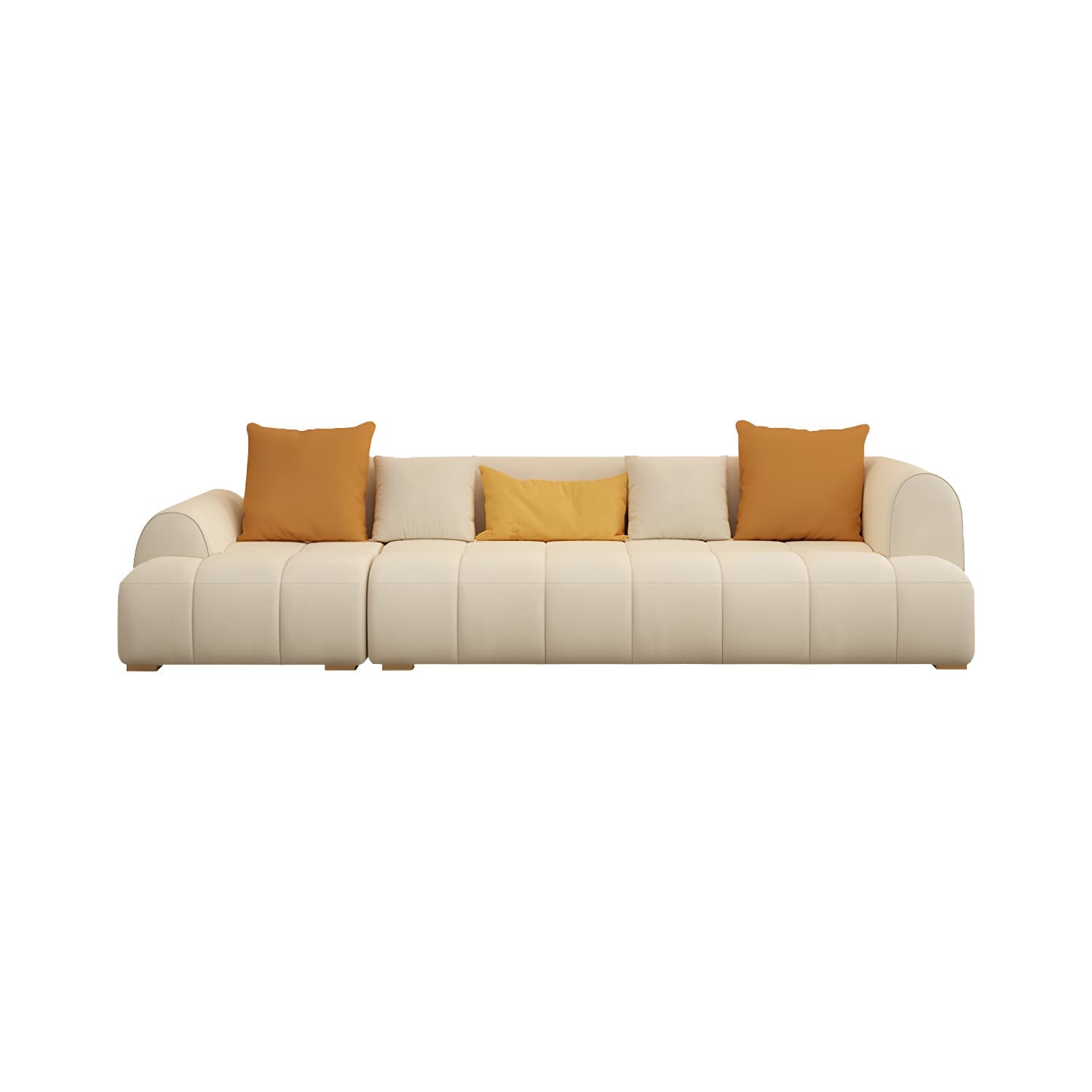 Six-Seated Beige Sectional Sofa: Anti Cat Scratch Fabric, Modern Style, Wood Frame, Tight Back - image 5