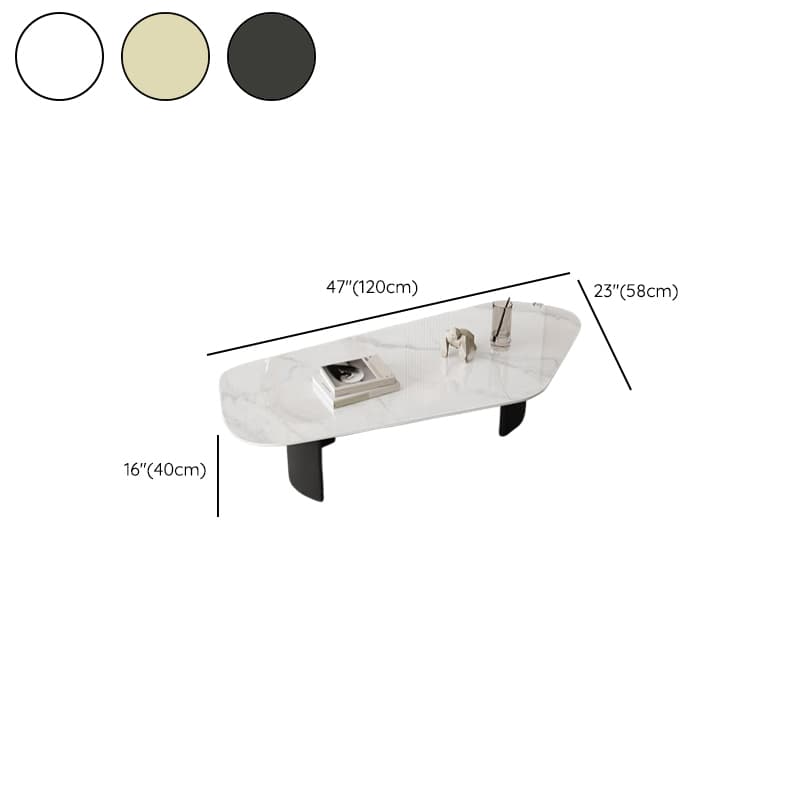 Modern Farmhouse Stone White Irregular Single Coffee Table with Twin Pedestal Base - image 13