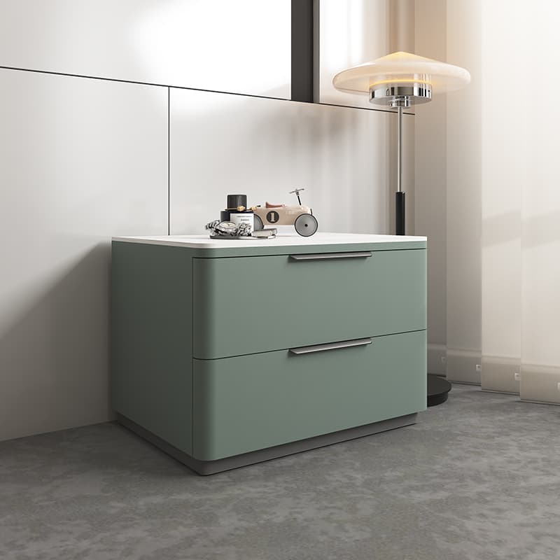 Modish 2 Tiers Stone Drawer Storage Bedside Table