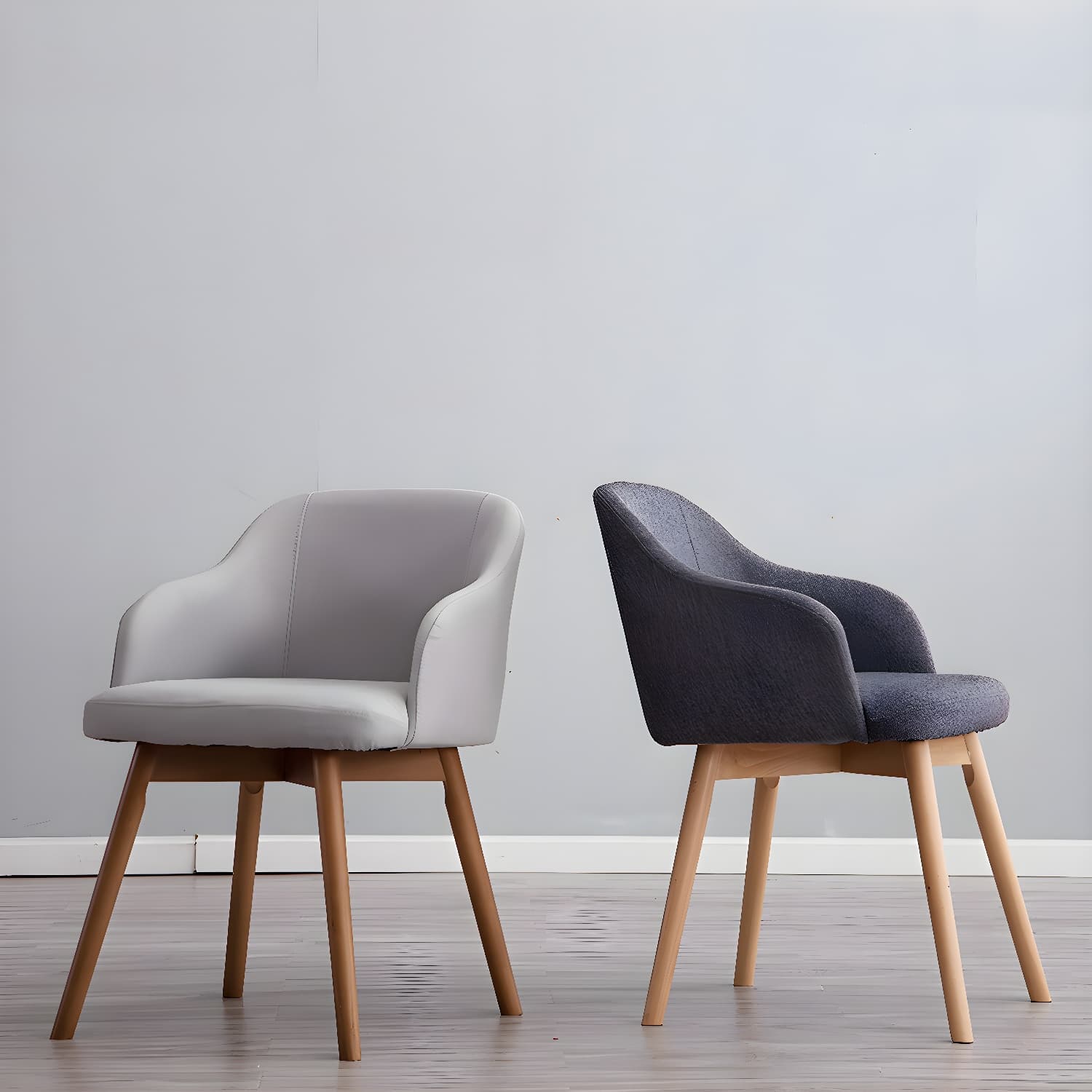 Scandinavian Beech Solid Back Arm Chair Fabric Dining Chair with Natural Legs - image 21