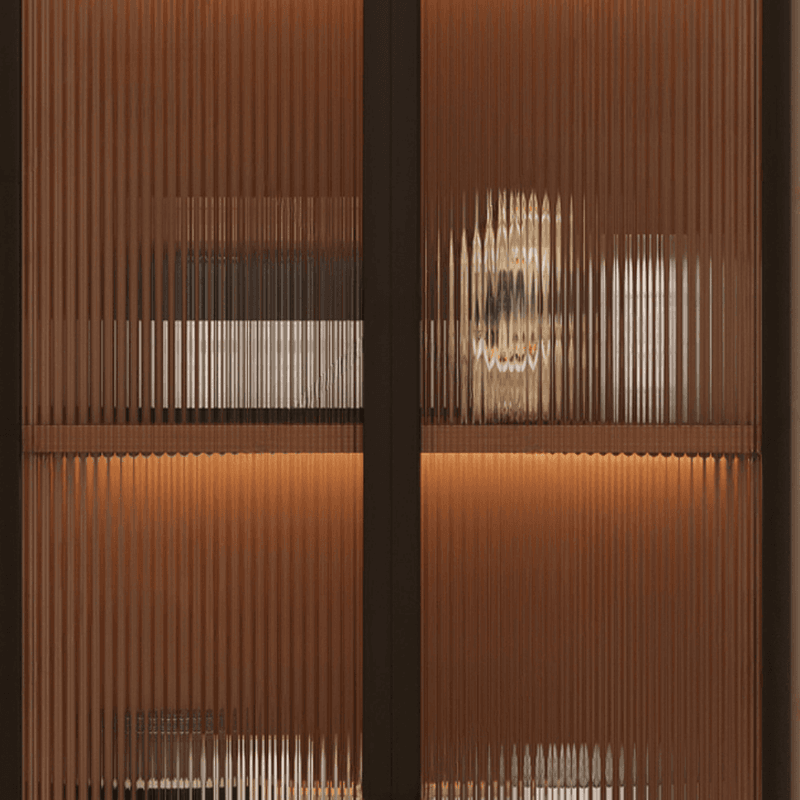 Simple Corner Accent Cabinet with Closet, Laminate, Glazed Door, and Brown Top - image 4