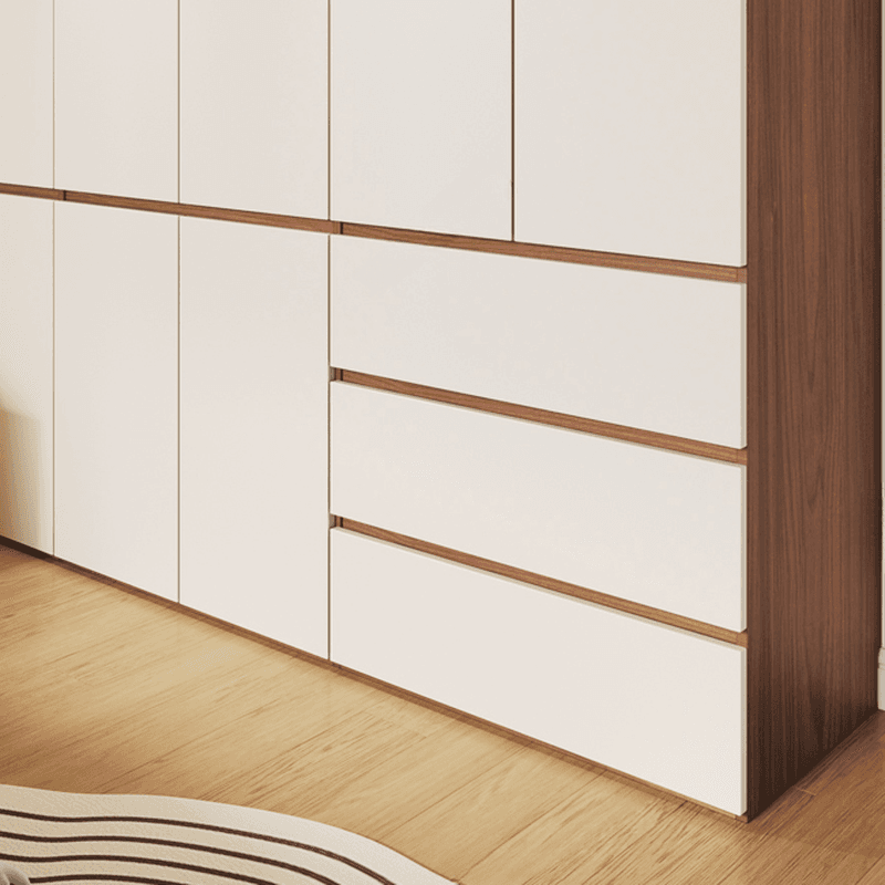White Minimalist Manufactured Wood Independent Wardrobe Closet with Soft Close Drawer, Soft Close Door, and Interior Shelves - image 3