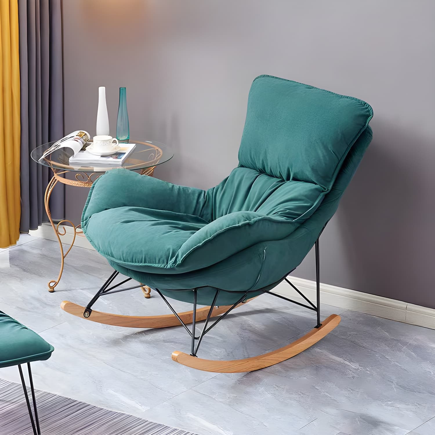 Modern Style Rocking Chair Indoor Mother Feeding Sofa Rocking Chair with Ottoman