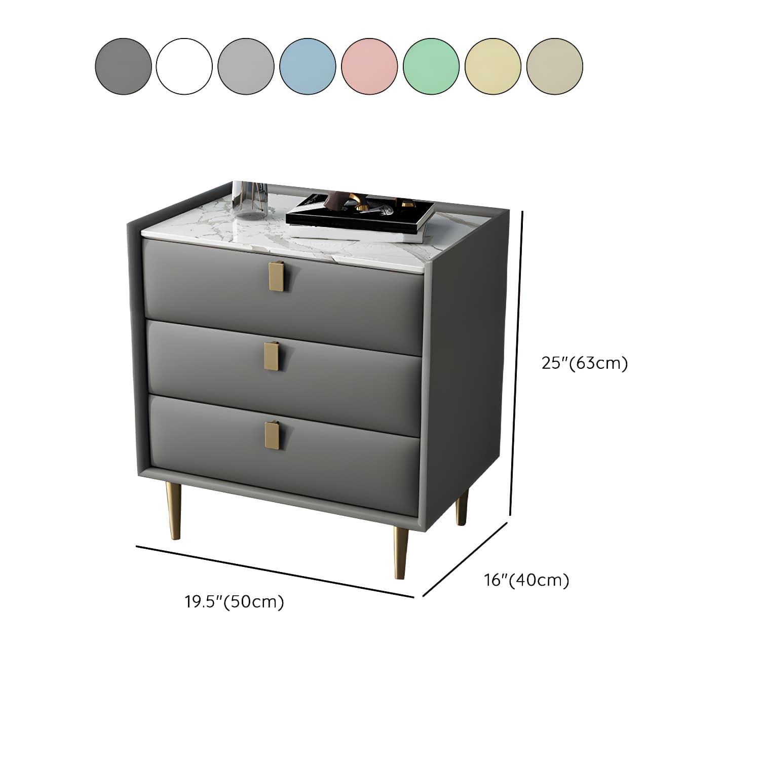 Modern Faux Leather Nightstand with Drawer Storage in Standard Height - image 15