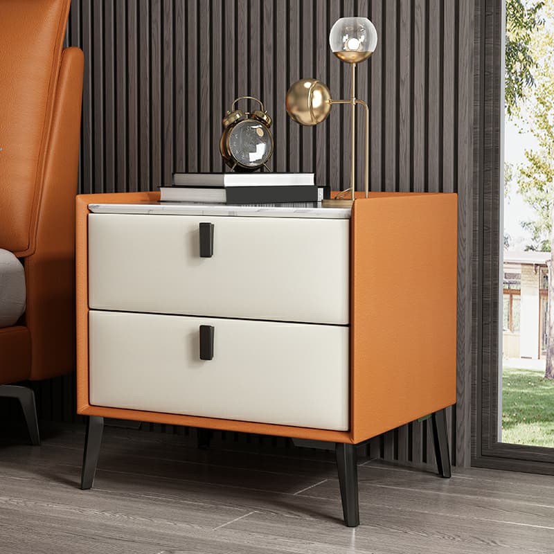 Contemporary 4 Legs Storage Drawer Nightstand with Black Handles for Bedroom - image 17