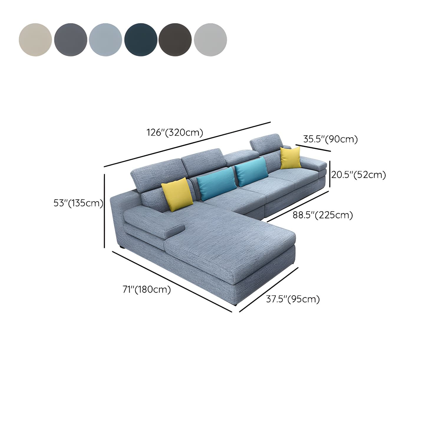 Modern L-Shape Sofa Chaise in Large Size with Cushion Back and Sponge Seat Fill - image 18