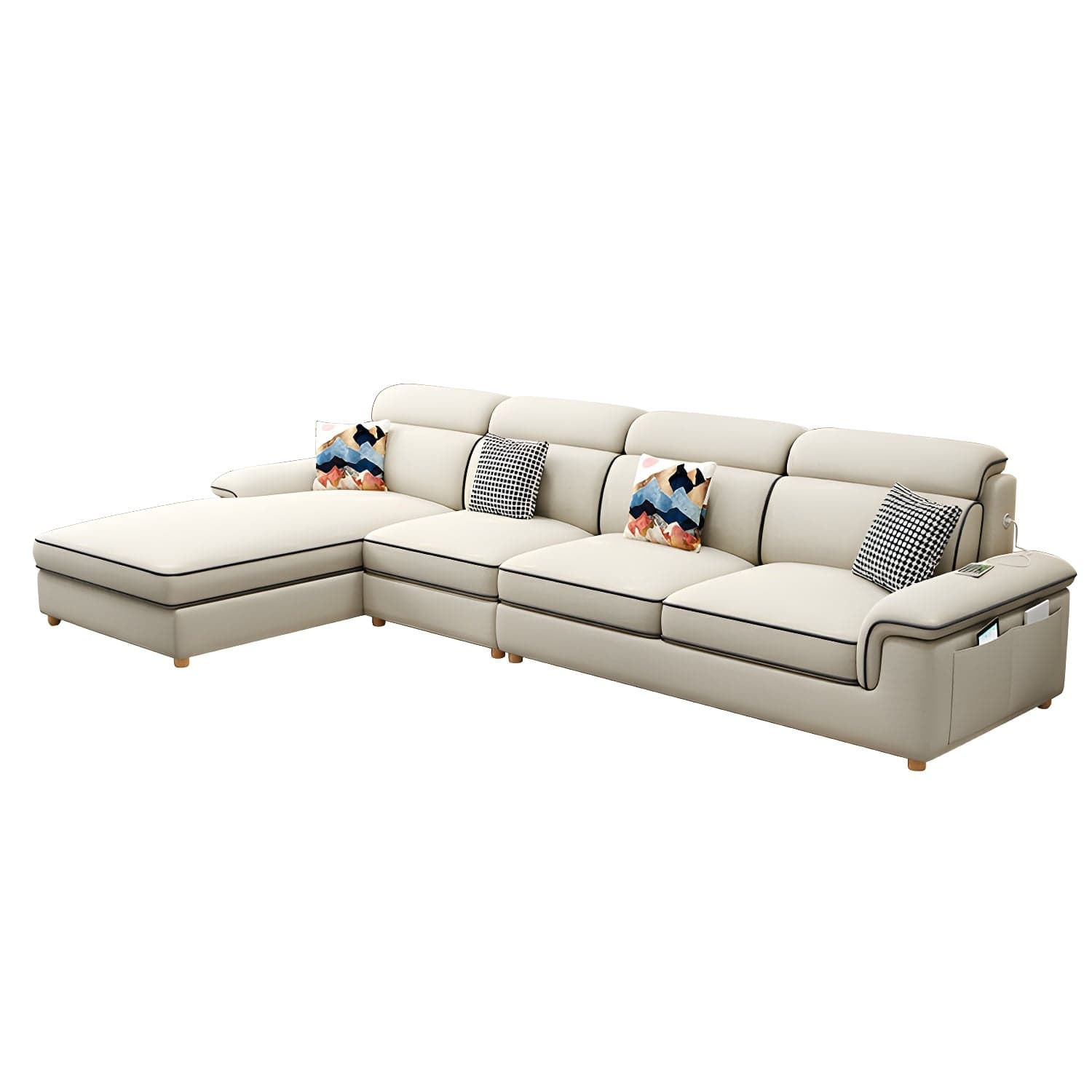 Modern Wood Frame L-Shape Sectional Sofa Chaise with Slipcover and Storage Included - image 8