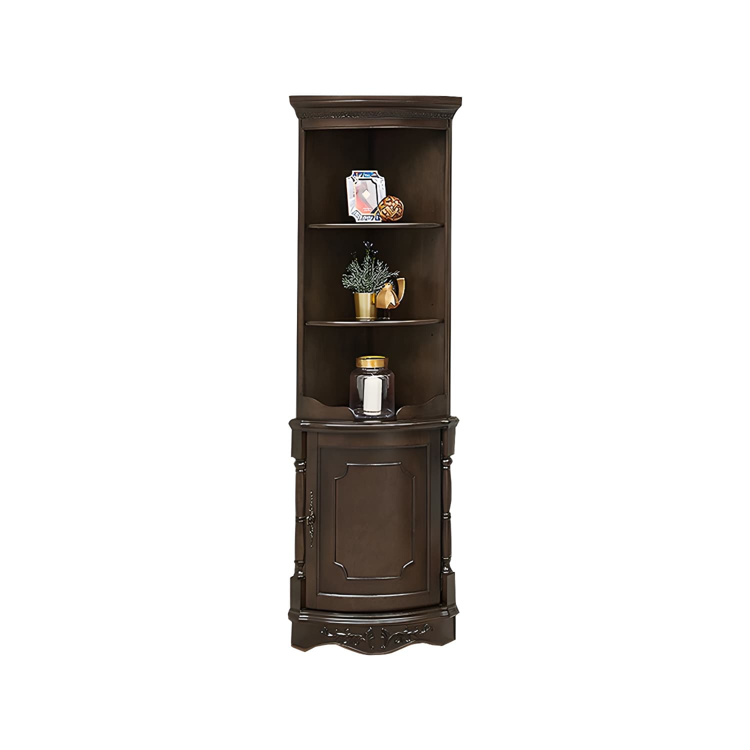 Solid Wood Triangle Corner Cabinet in Rubber Wood with Storage Shelves - image 15