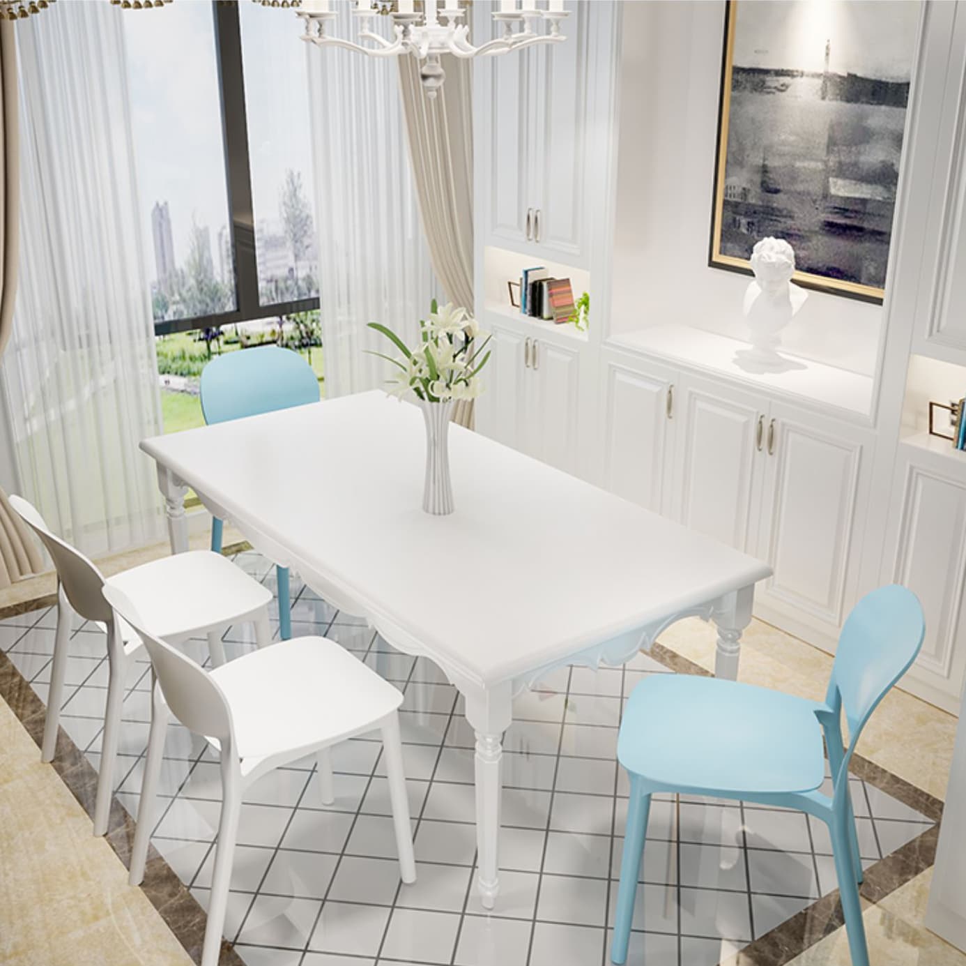 Nordic Backrest Stackable Chair with Acrylic Legs for Dining Room - image 15