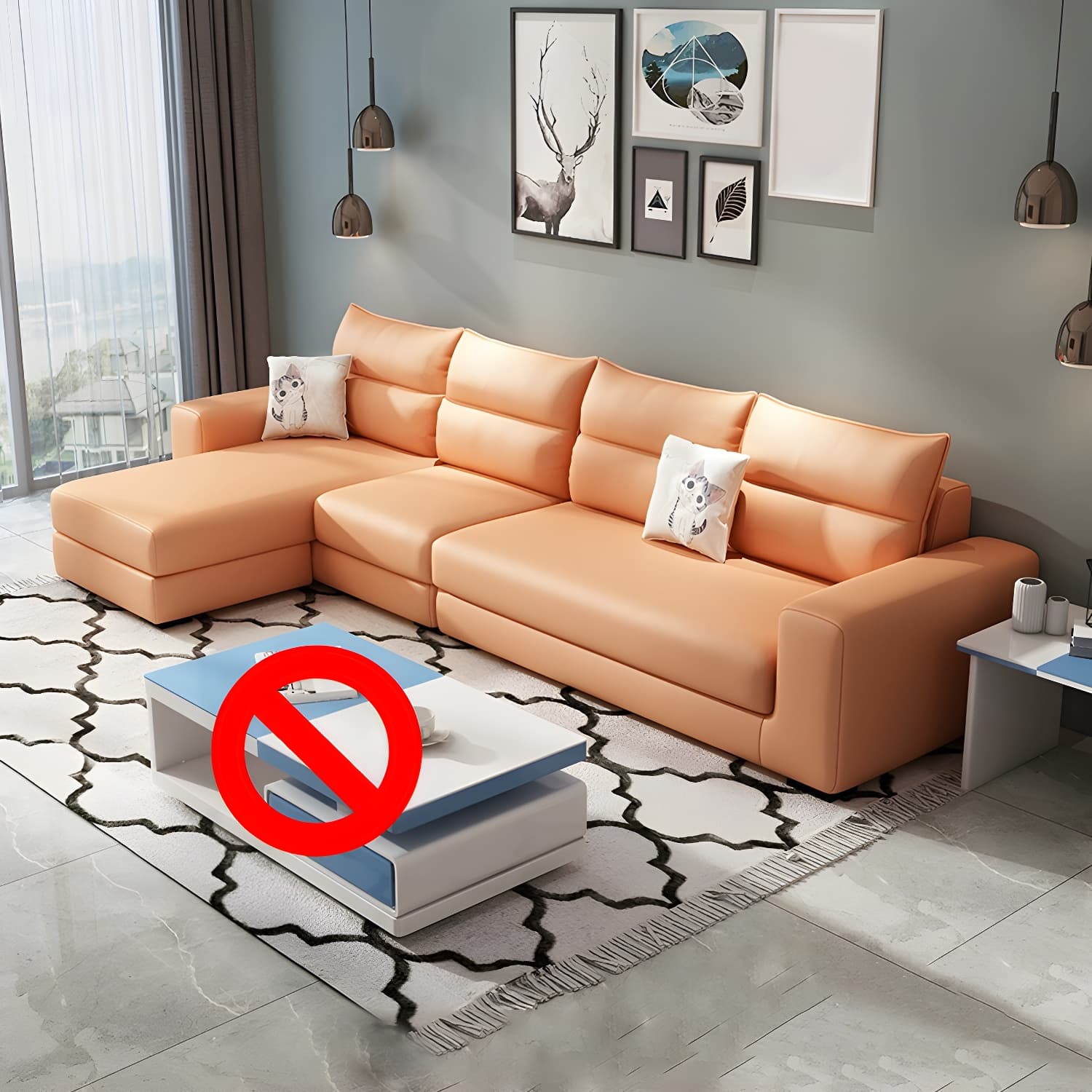 Modern Reversible L-Shape Sectional Sofa with Square Arm and Black Legs - image 10