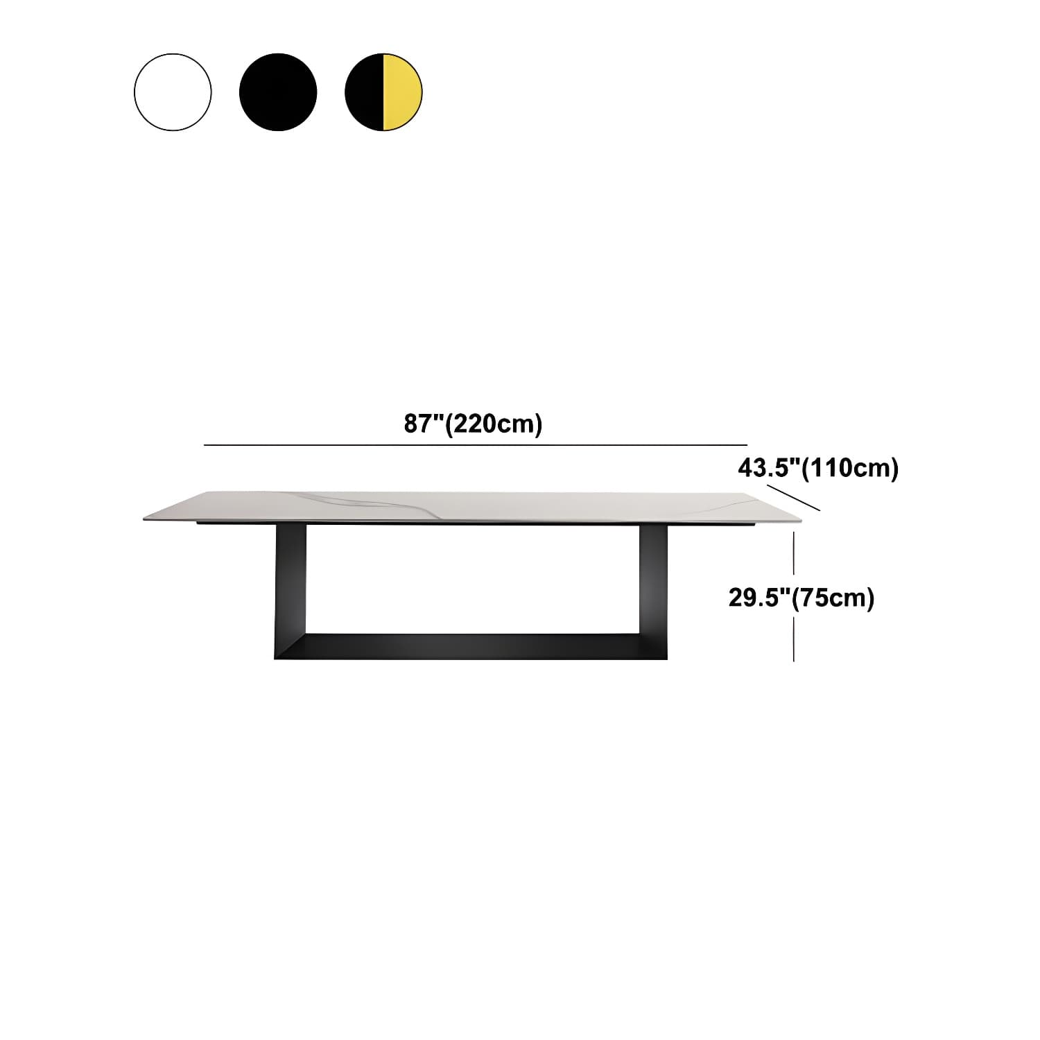 Rectangular Sintered Stone Dining Table Modern Furniture with Steel Base for Home - image 20