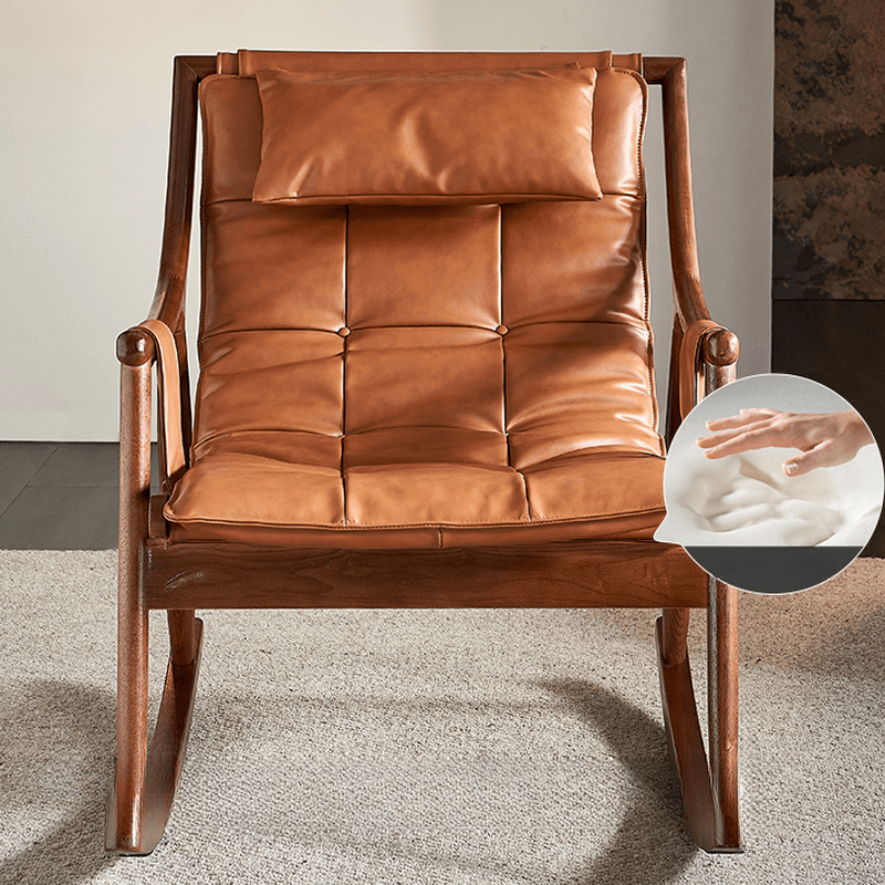 Simple Upholstered Rocking Chair with Ottoman, Scratch-tolerant Padded Track Arm, 2 Piece Set - image 6
