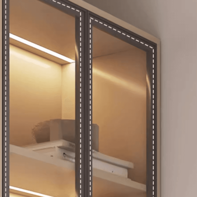 Detached Scratch-immune Accent Cabinet with Glazed Door, Grip Bars, Off White Top, Soft Close Drawer, and Stain Resistant Finish - image 4