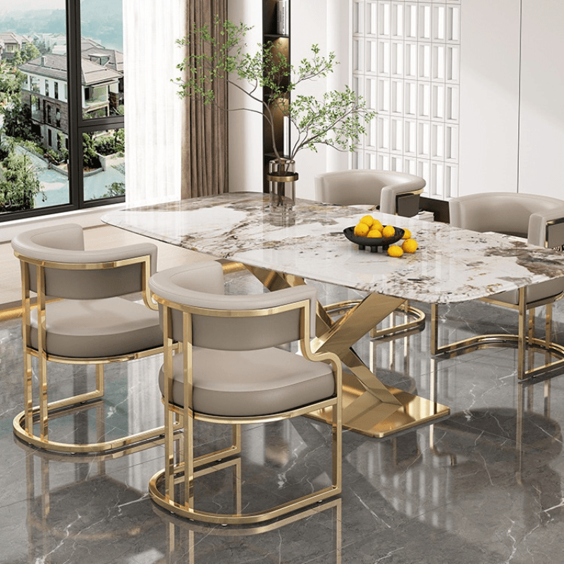 Minimalist Arm Chair with Cushioned Seat, Arms, Metallic Metal Legs, and Low Back - image 11