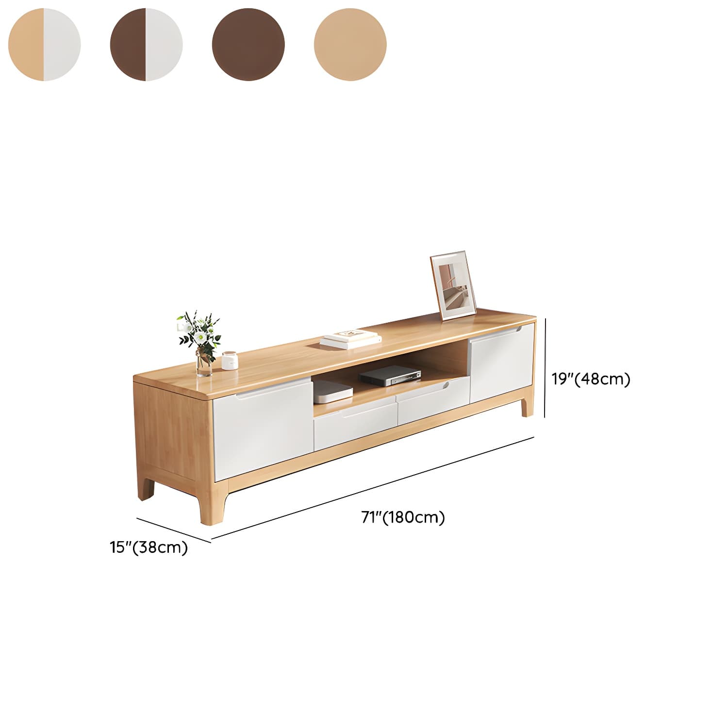 Scandinavian TV Media Stand Solid Wood TV Media Console with Drawers - image 15