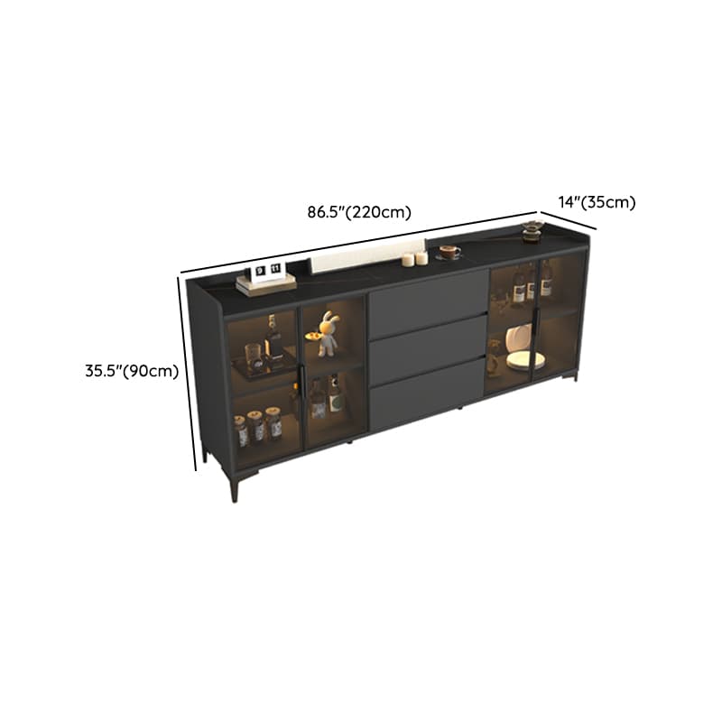 Ground Buffet Table/Server with Stone Countertop, Glass Doors, and Flexible Shelf Storage Compartment - image 17