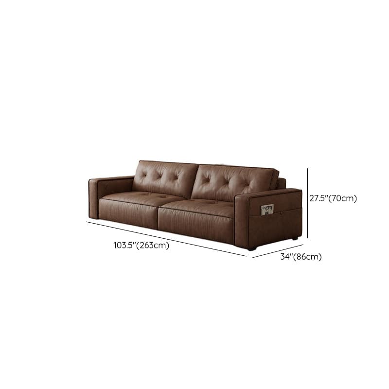 Mocha Pu Leather Convertible Sofa with Armrest for Drawing Room - image 13