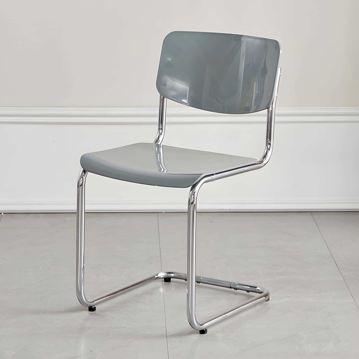 Modern Plastic & Acrylic Side Chair with Low Back and Open Back Style - Silver Leg Color - image 3