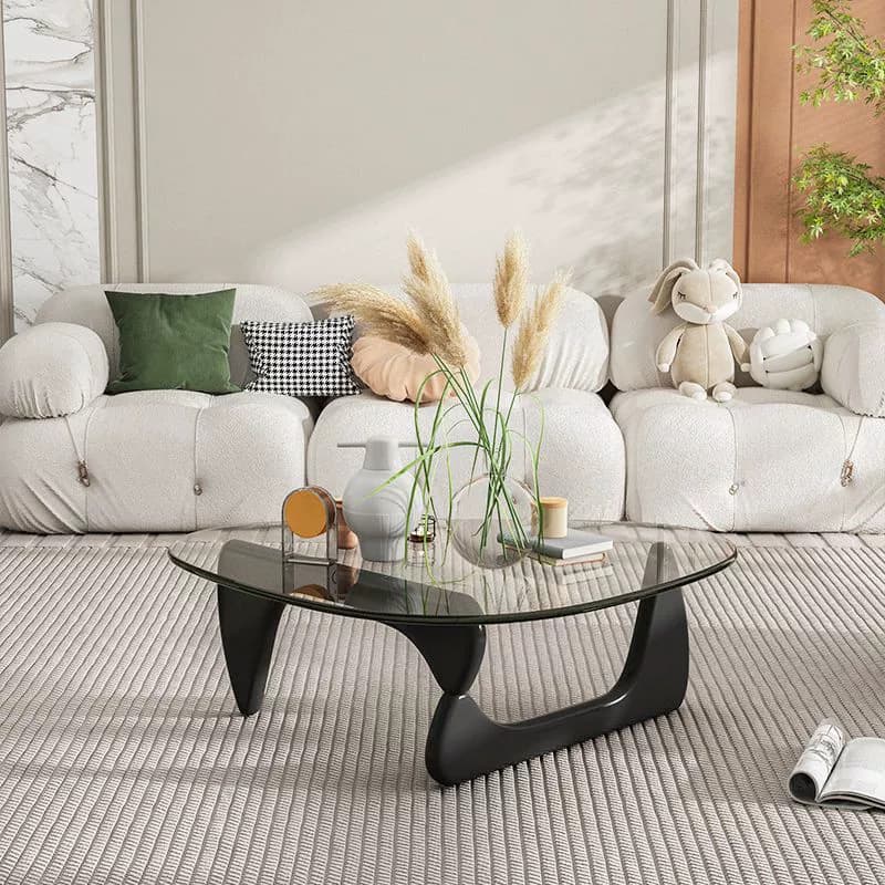 Simplistic Pennels Tempered Glass Single Side Table with Abstract Base Indoor Use - image 4