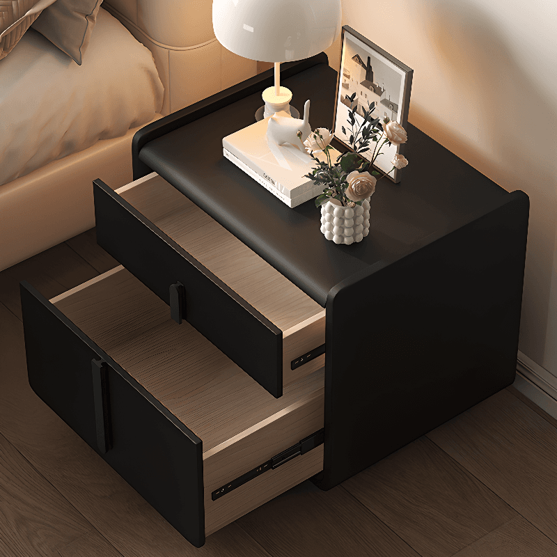 Organic Modern Nightstand With Drawer Organization with 2 Drawers, Pleather Countertop, and Leg - image 7