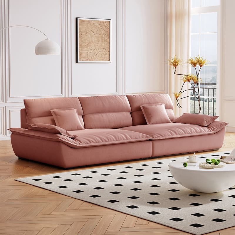 Contemporary Scratch-tolerant Solid Color Standard Sofa in Dark Gray/White/Light Blue, Seats 5 with 2 Pillows - image 10