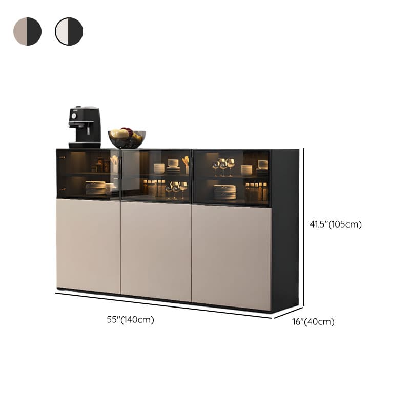 Simplistic Manufactured Wood Narrow/Standard Server/Sideboard with Cupboard, Five Internal Shelves/Six Internal Shelves, Pantry Hutch, Glass Doors - image 13