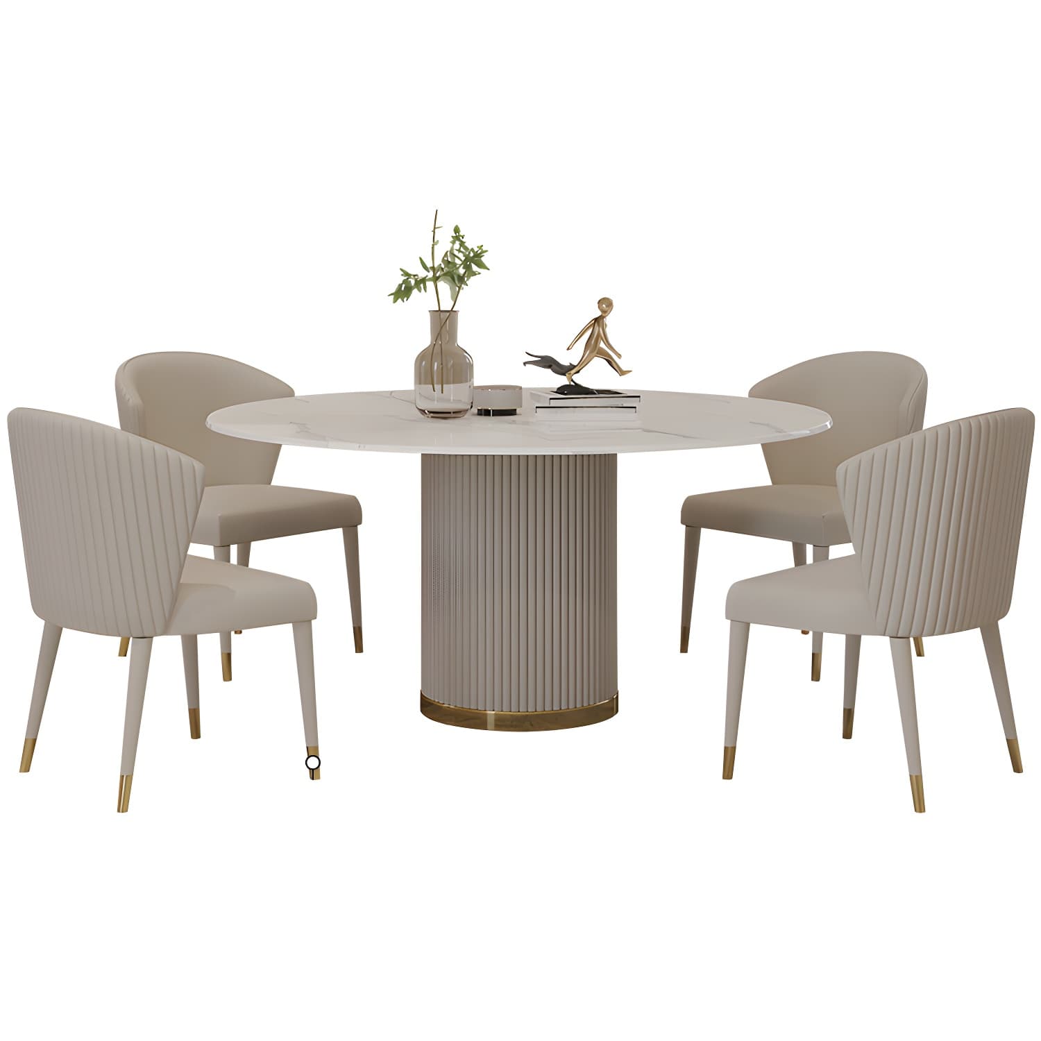 Modern 1/4/5/7 Pieces Round Dining Set Sintered Stone Dining Table Set with Leather Chairs - image 5