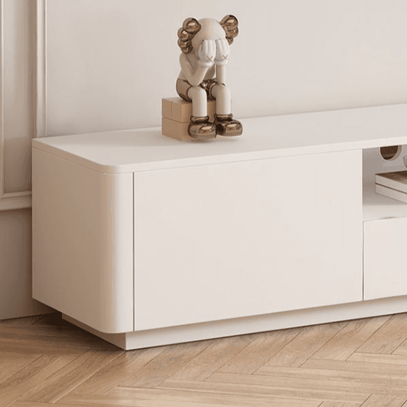 2 Tiers Chalk TV Stand with Shelf, 2 Drawers, Visible Storage & 4 Cabinets/2 Cabinets/6-Cabinet, Sitting Room