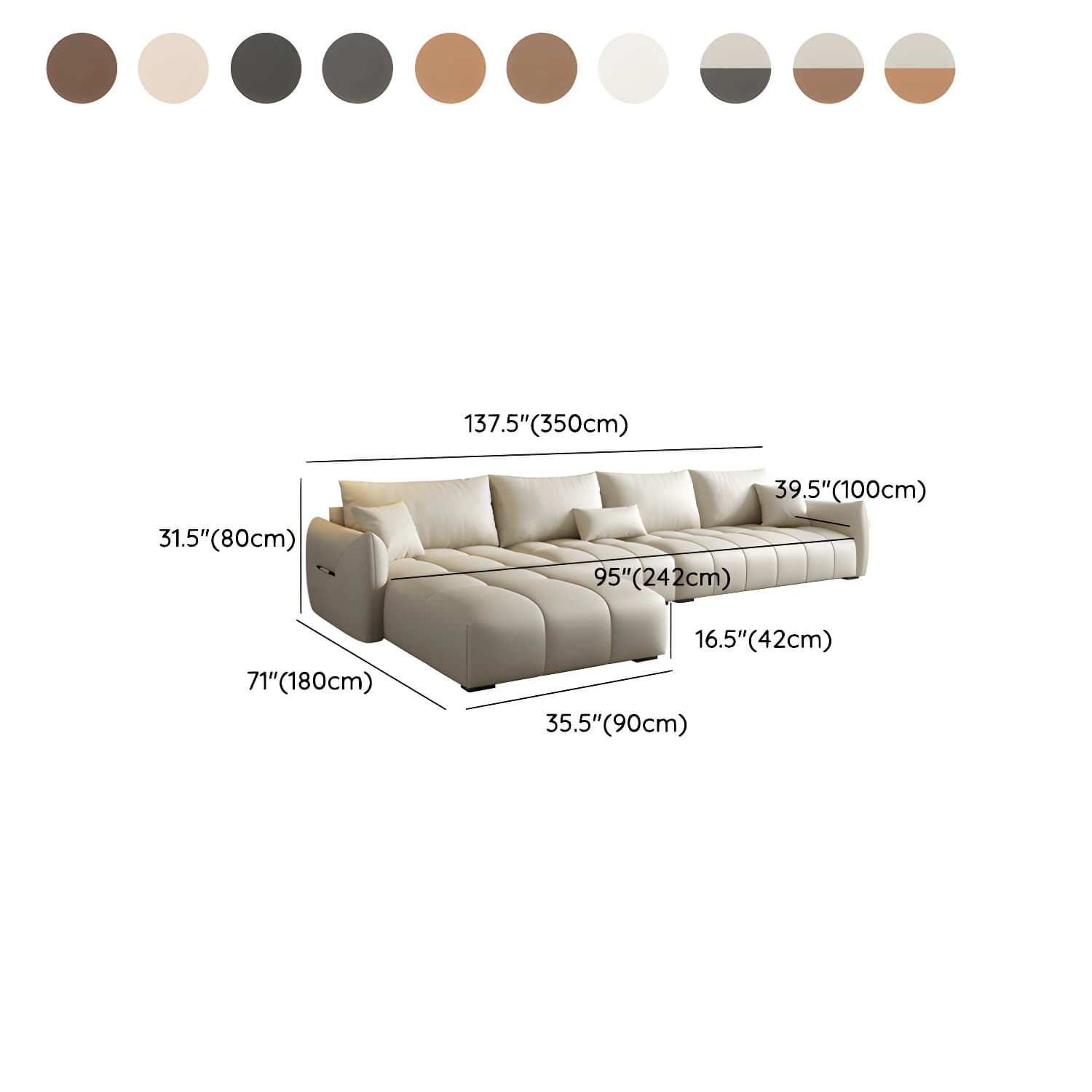 Modern L-Shape Wood Frame Tufted Sectional Sofa Chaise in 3 Piece Set - image 19