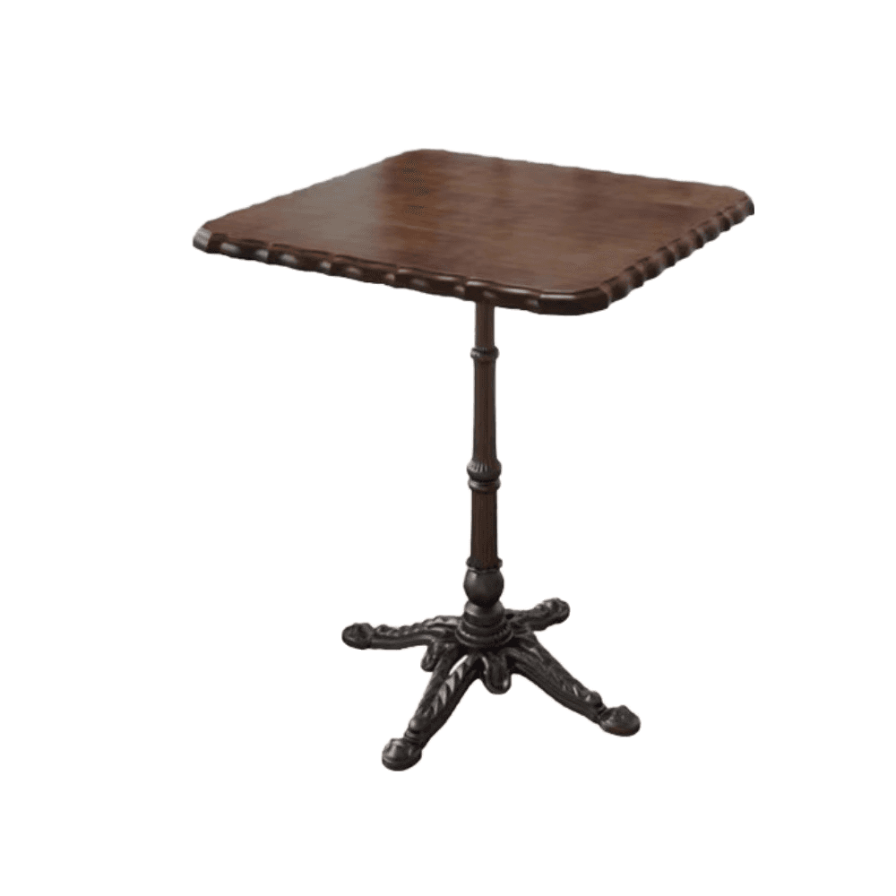 Industrial Natural Wood Finish Dining Table with a Rubber Solid Wood Tabletop and Metal Black Base - image 9