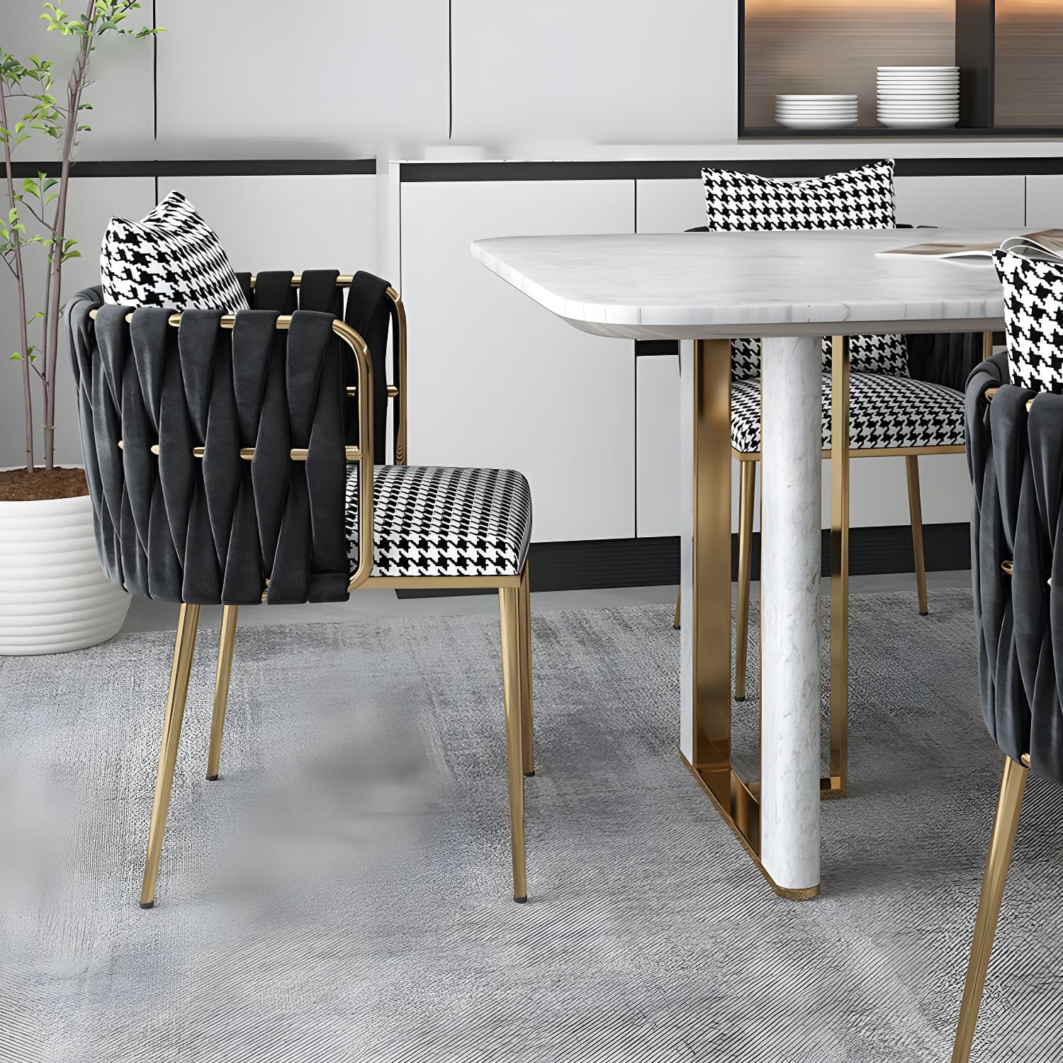 Contemporary Metal Dining Room Chairs Velvet Armless Dining Chairs for Home Use - image 13