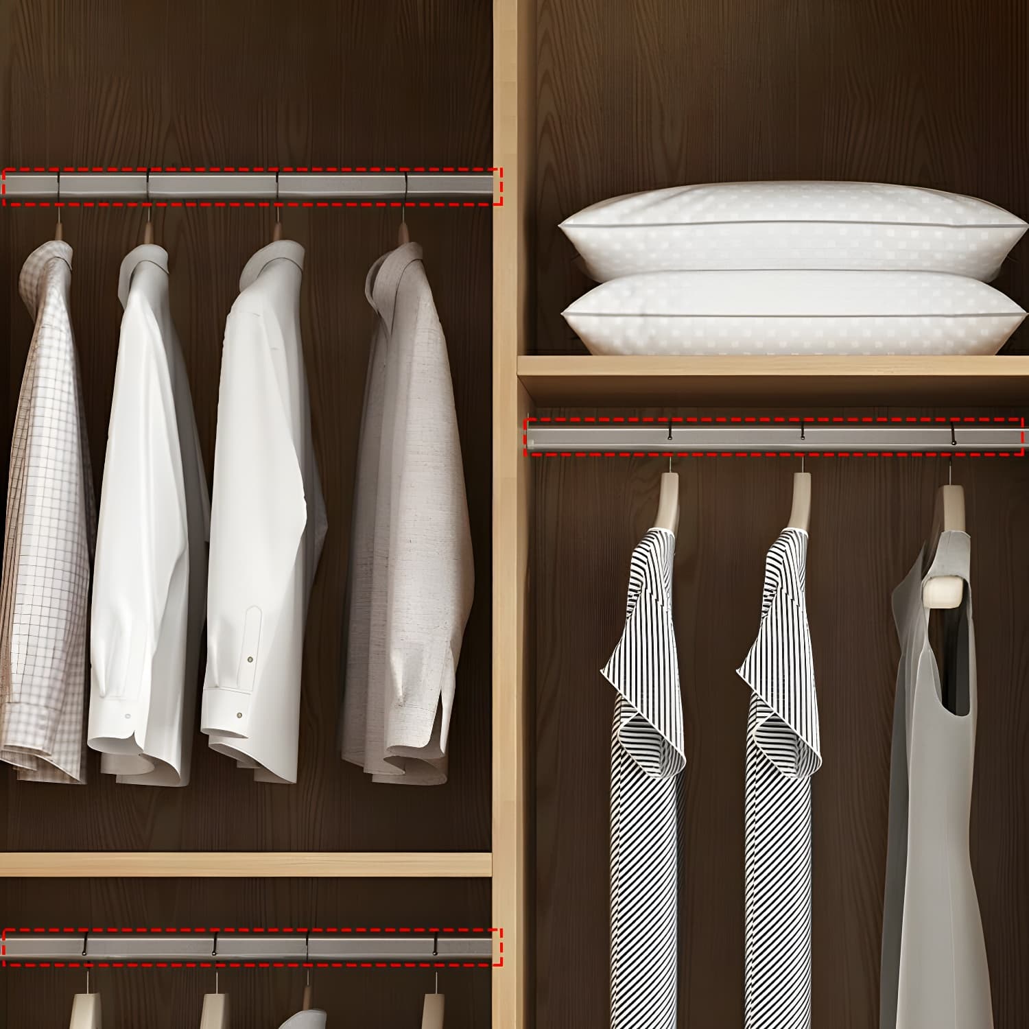 Contemporary Wood Sliding Cloth Rod Included Wardrobe for Bedroom - image 9