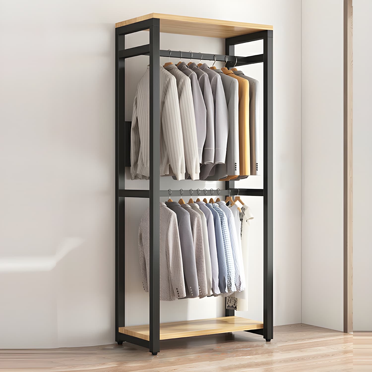 Modern Metal Wardrobe Armoire with Clothing Rod & Shelves (Height 70-79 inches, Overall Width 45cm) - image 5