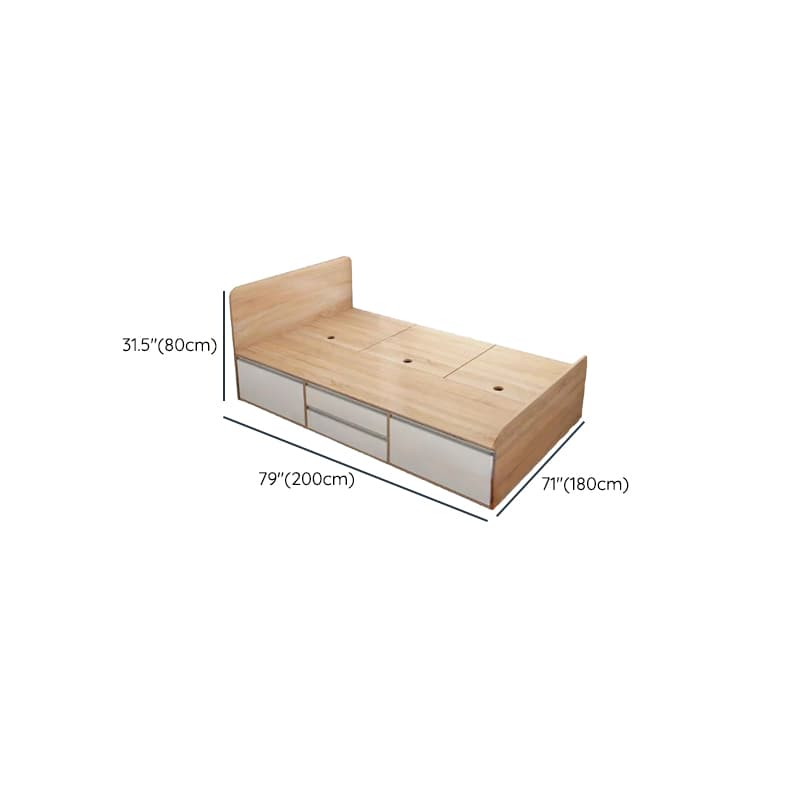 Natural Color Solid Color Storage Included Bed with 4 Storage Boxes and Storage Drawer for Bedroom - image 8