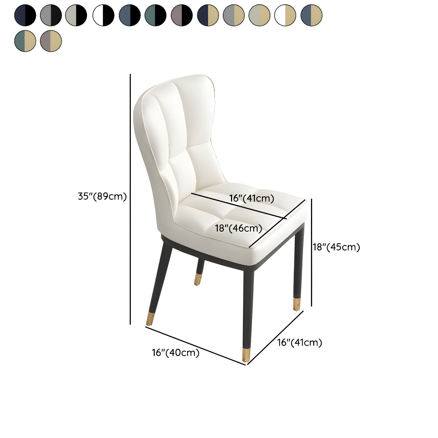 Wingback Faux Leather Side Chair with Standard Back Heights and Metal Legs in Kitchen & Dining - image 15