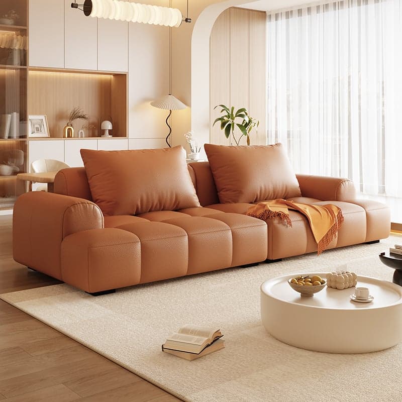 Modern Solid Color Tear Resistant Sofa Couch in Grey/Olive Green/Ivory, Seats 5 with 2 Pillows - image 3