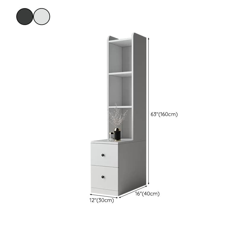 Modern Wood Open Storage Nightstand with 2drawers 3 shelves Height 160cm - Extra Tall Brown Design - image 16