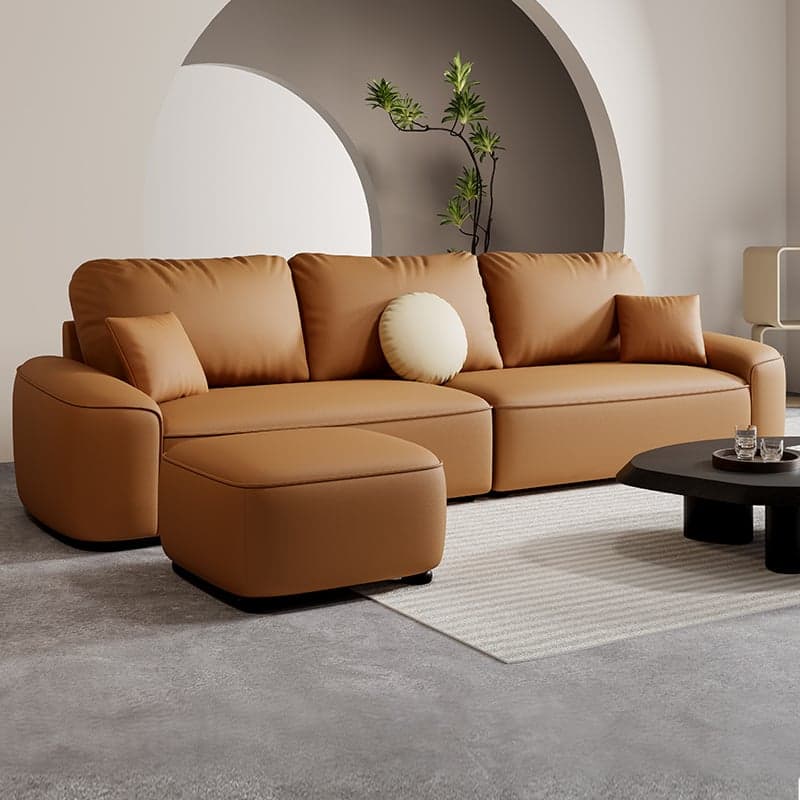 Tear Resistant Standard Sofa in Gray/Ivory/Citrus Color with 5 Pillows