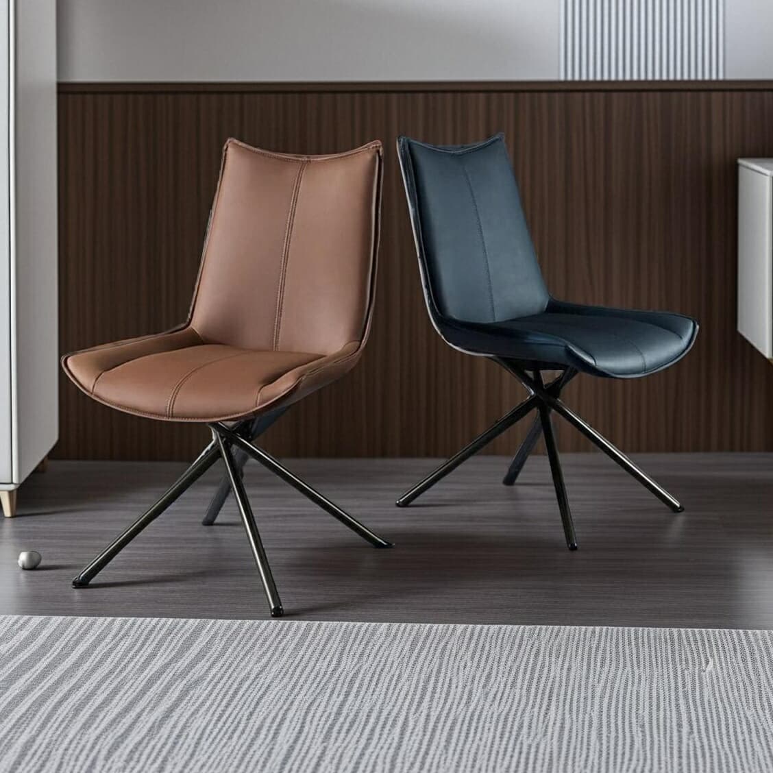 Leather Stable Framed Armless Chair with Foot Pads Restaurant - image 9