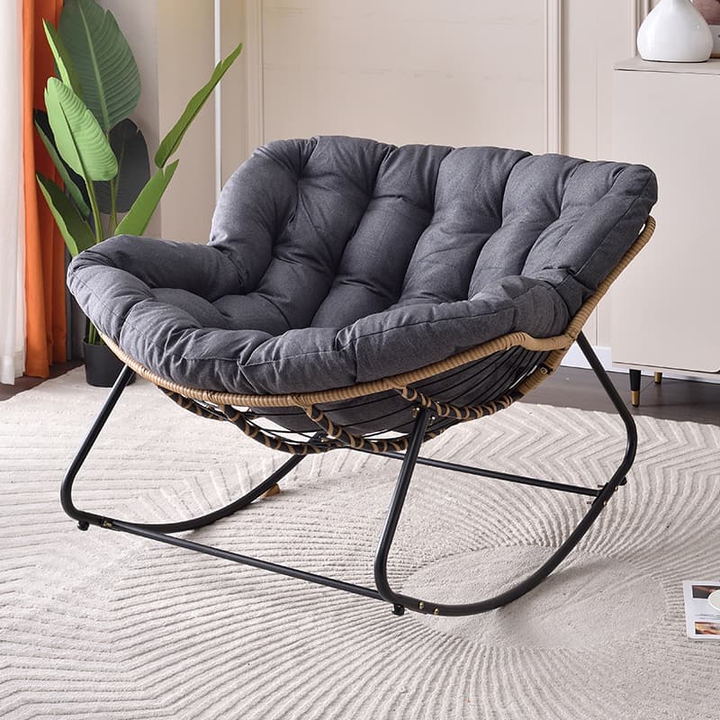 Modern Simple Style Alloy Rocking Chair Couch with Scratch-defiant Cushioned Upholstery