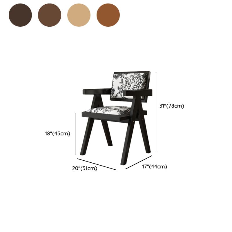 Modish Arm Chair with Ventilated Back, Padded Upholstery, Arms, and Natural Wood Legs - image 14