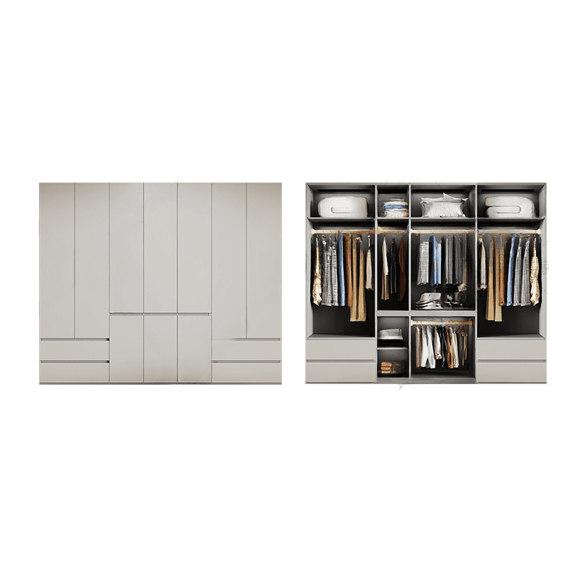 Cream Trendy Reclaimed Wood Wardrobe Armoire with Soft Close Drawer, Soft Close Door, Interior Shelves, and Clothing Rod - image 12