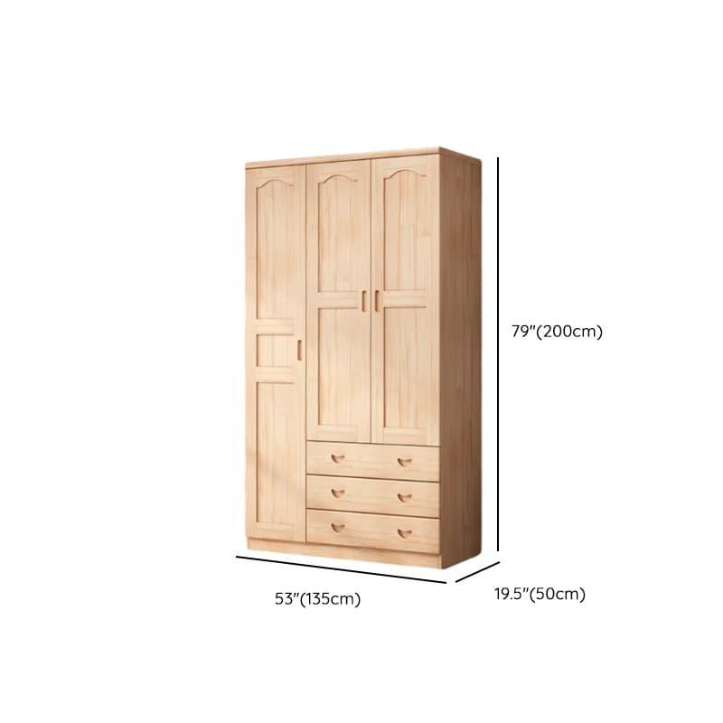 Modish Natural Color Reclaimed Wood Wardrobe Armoire with Soft Close Drawer, Soft Close Door - image 11