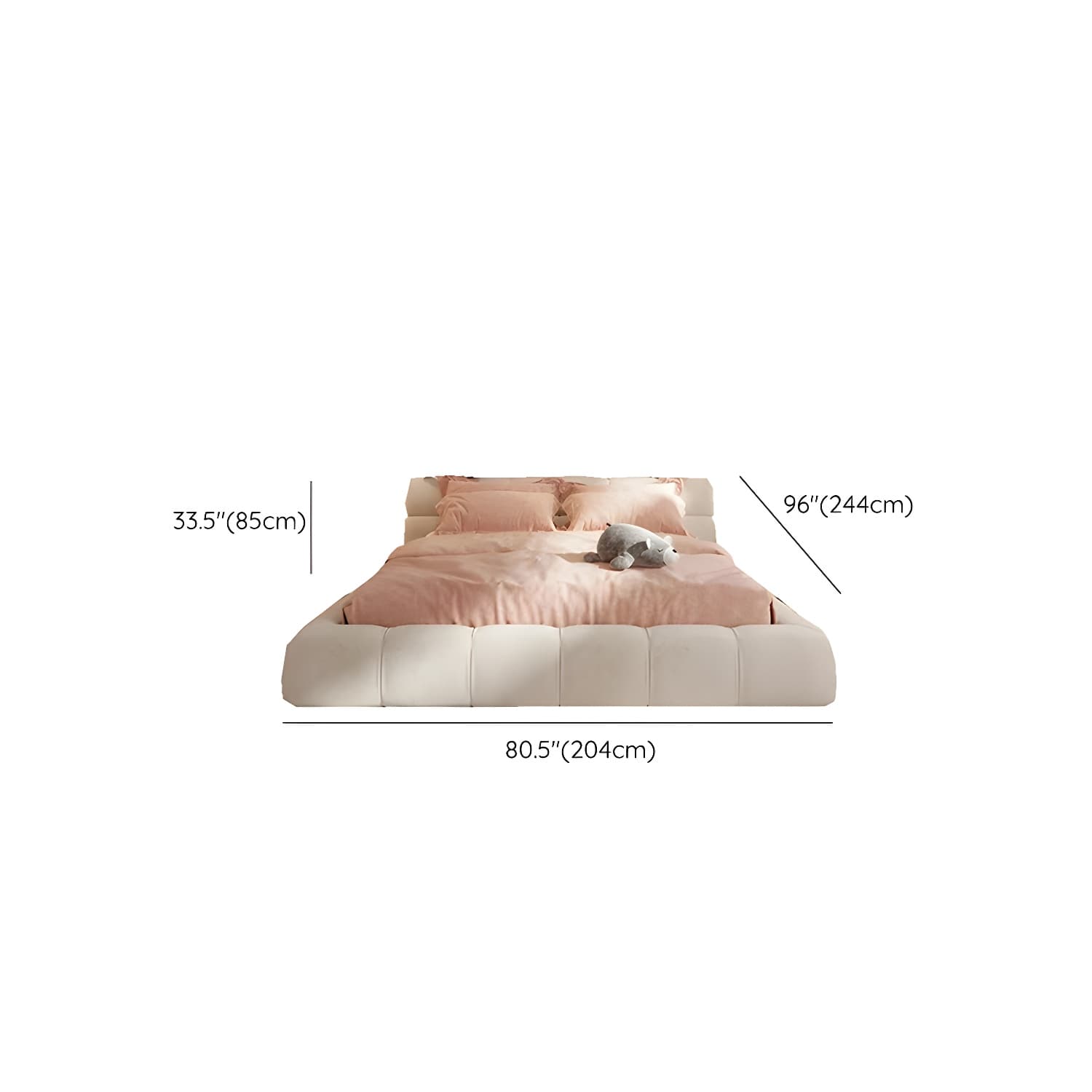 Contemporary Solid Color Rectangular Platform Bed Frame with Headboard - image 9